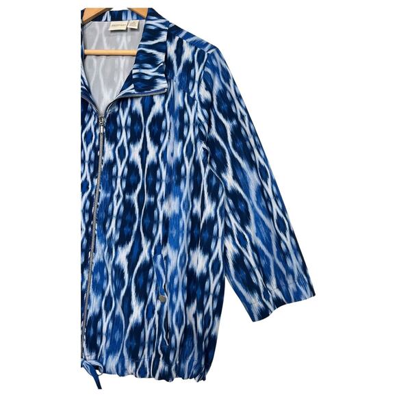 Chicos Zenergy Jacket Womens 3 XL 16 Blue Ikat Zip Up Lightweight Casual Boho - Picture 8 of 13